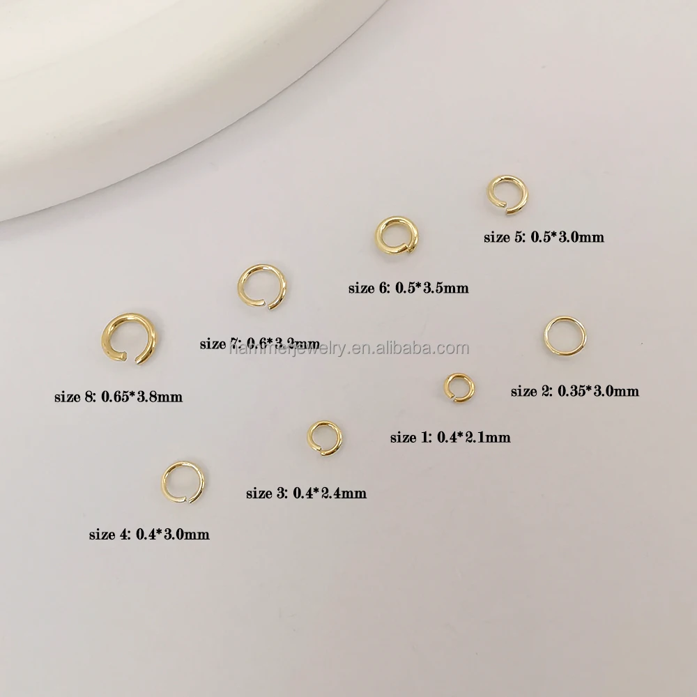 High Quality 14k Real Gold Open Jump Ring 8mm Diy Jewelry Accessory For