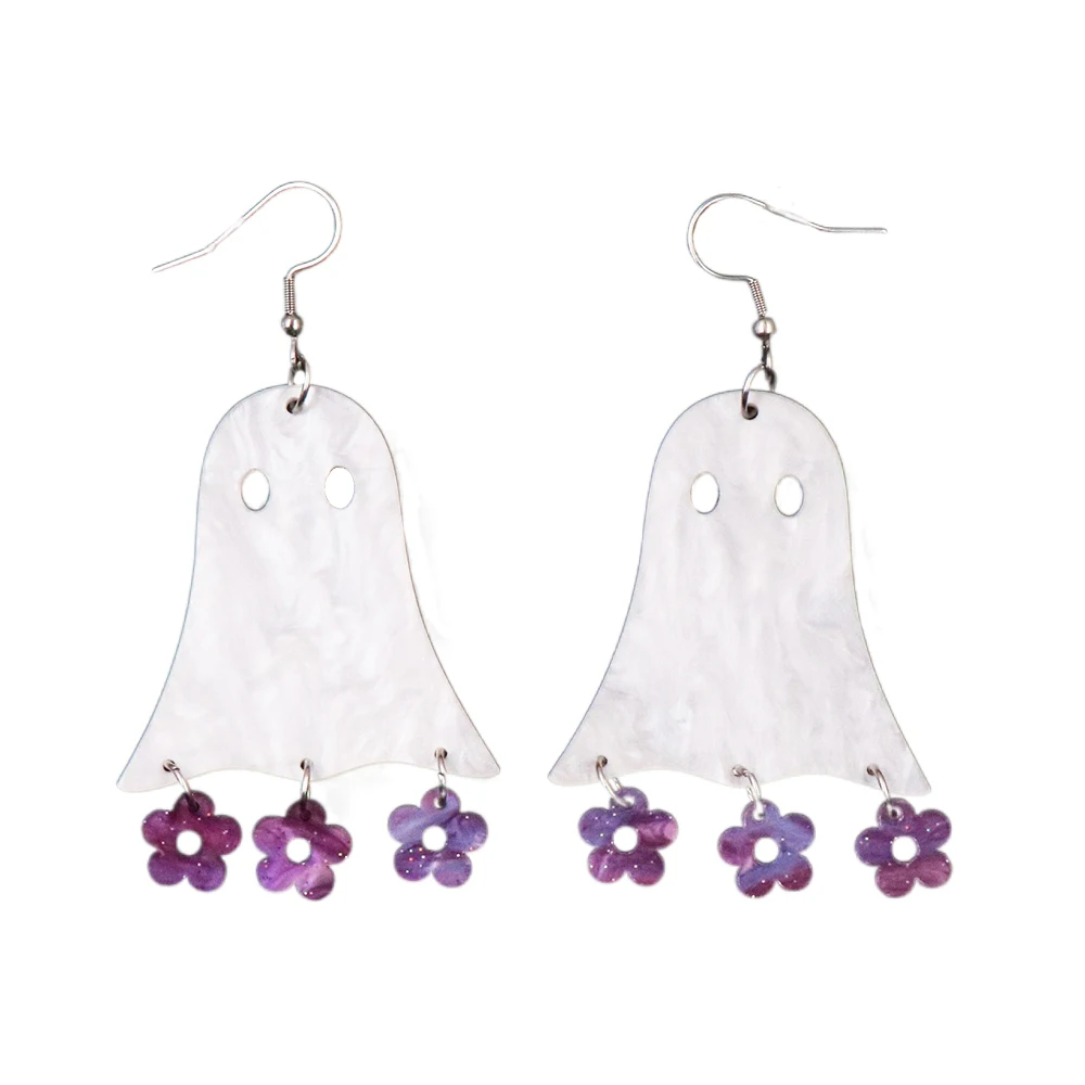 MD105ER2127 1pair New product CN Drop ghost with flower cute halloween Acrylic earrings Jewelry for women