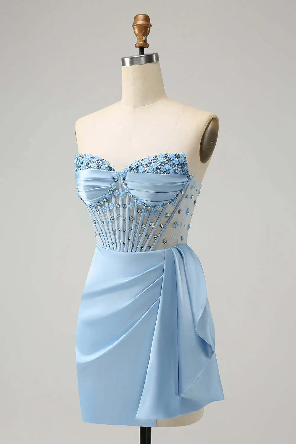 fun holiday party dress Sparkly Bodycon Spaghetti Straps Blue Corset Homecoming Dress with Criss  Cross Back MD082902 – Dressmeet main image 1
