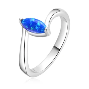 Vintage 925 Sterling Silver Women's Engagement Ring Fire Opal Rhodium Wedding Rings