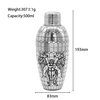 Shaker à cocktail 500 ml (Ange gravé) Argent