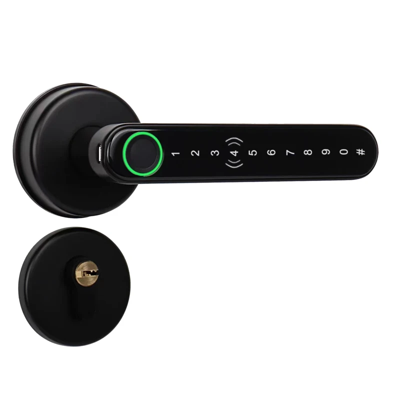 One Touch to Unlock Black Color Fingerprint Password Recognition Quickly Handle Smart Electr Digital Code Apartment Door Lock