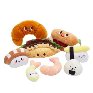 Custom Cute Stuffed Puppy Chew Toys Fast Food Lunch Pack Series Plush Pet Toy Dog Squeaky Toys for Pet