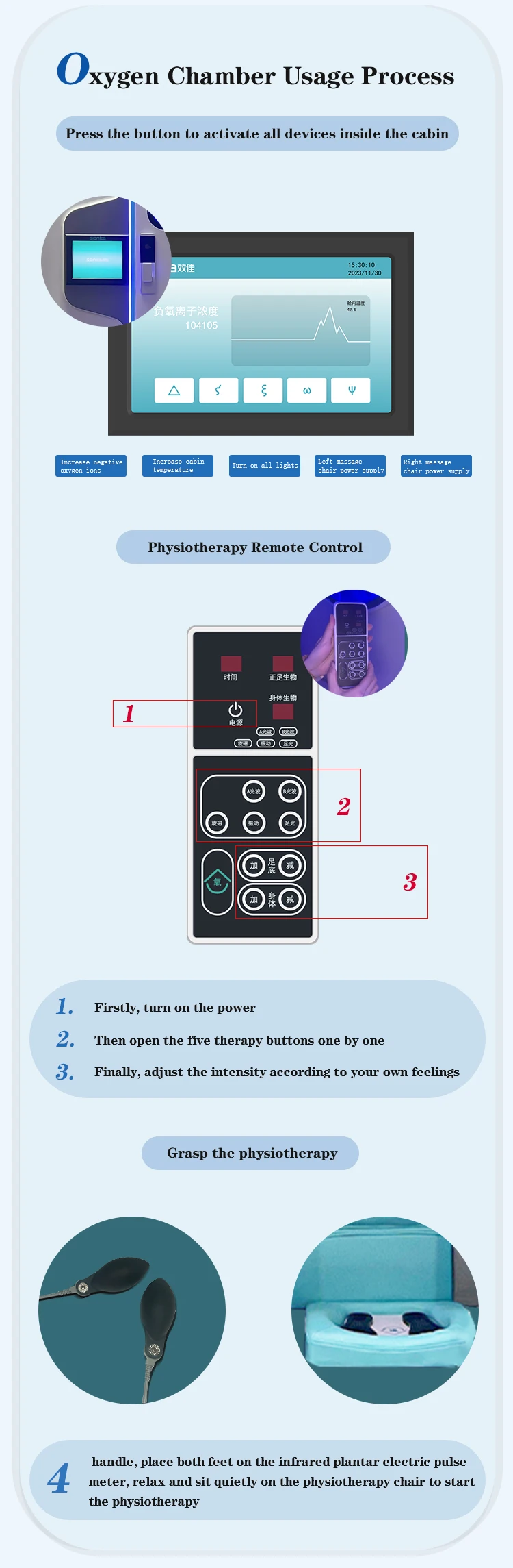 Hyperbaric oxygen chamber physiotherapy equipment for sub health people negative oxygen ion supply device supplier