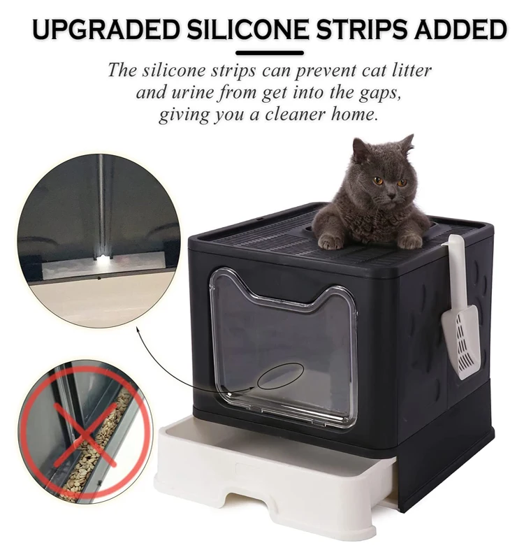 Source Easy Clean Cat No Smell Anti-Splashing Litter Box Private Space Top  Entry Foldable Covered Kitty Litter Pan on m.