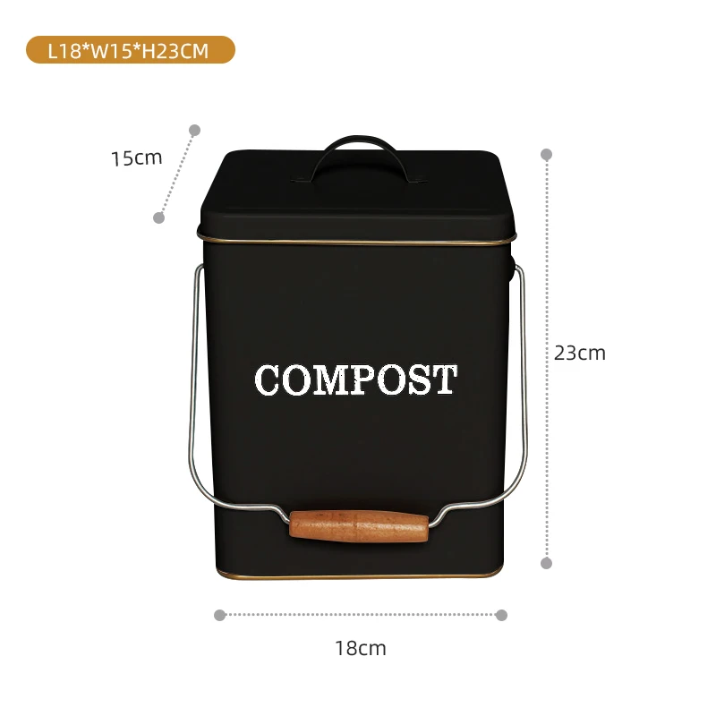 Family Garden Compost Storage Bucket Onion Cheese Trash Can Galvanized Iron Metal Food Compost Bin With Lid