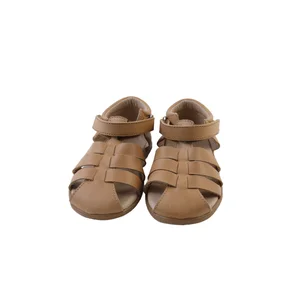 Babyhappy Wholesale Kids Leather Sandals Slip-On Feature Anti-Slippery Flat Back Strap Light Rubber