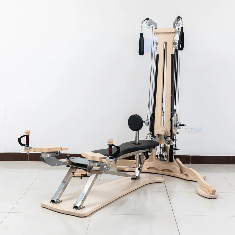 Équipement de yoga Pilates en bois d'érable de génération fourni directement par le fabricant, roue stable, Pilates Reformer Équipement de yoga Pilates en bois d'érable de génération fourni directement par le fabricant, roue stable, Pilates Reformer