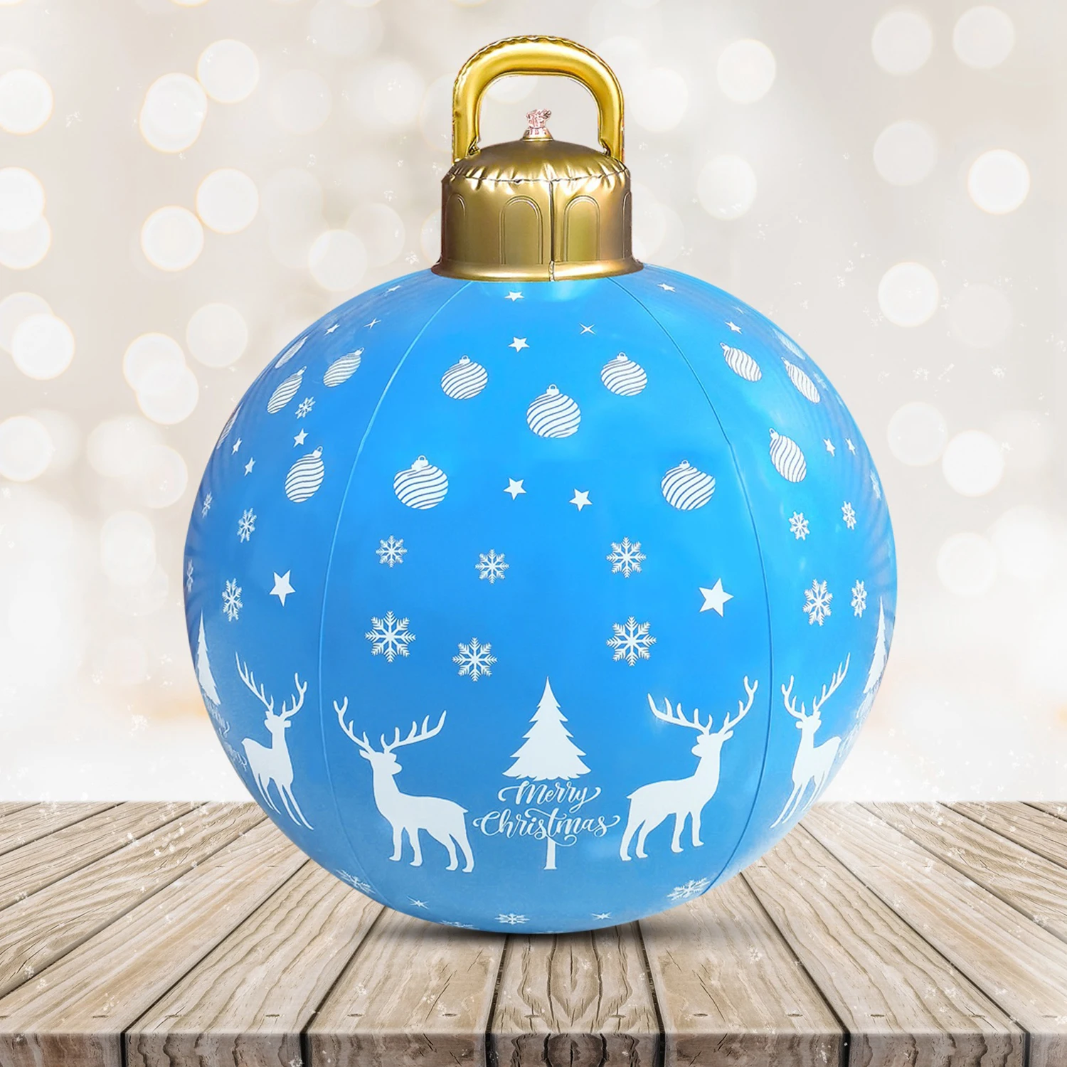 Light Up Pvc Inflatable Christmas Ball 24 Inch Large Outdoor Inflatable