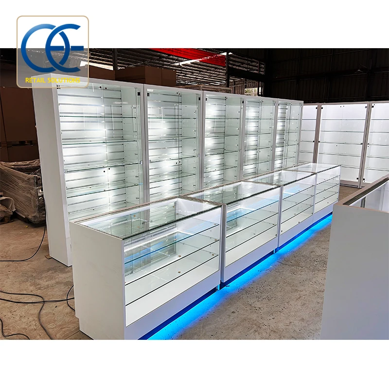 Glass Counter Display Case With Light Dispensary Counters Design Modern Tobacco Furniture Smoke Shop Showcase