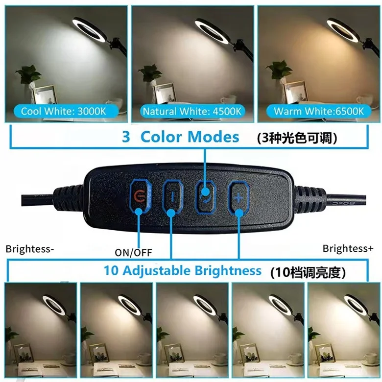 Modern Simple New Professional Magnifying Lamp Metal Long Swing Arm Led Desk Lamp with Magnifying Glass for Aesthetics