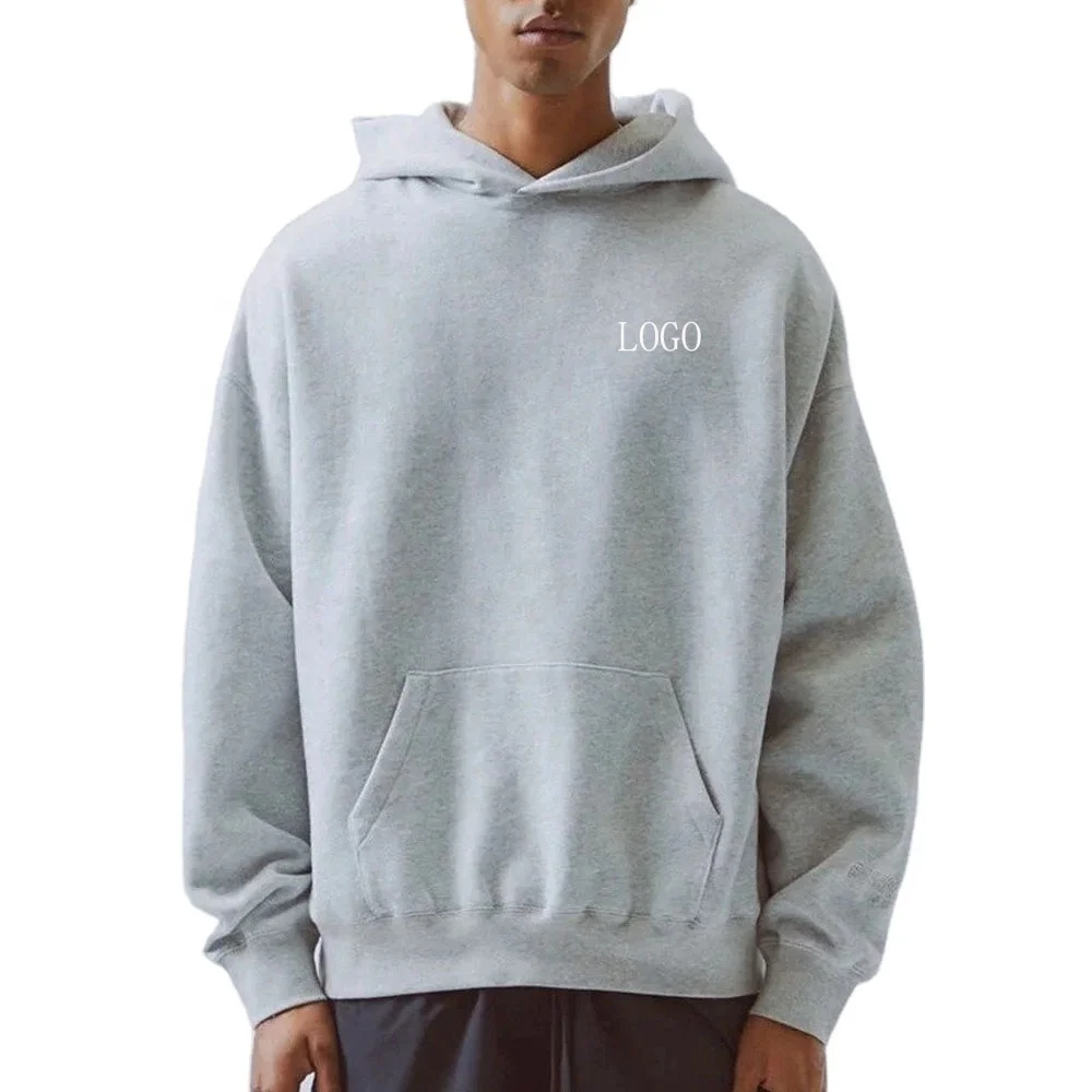 JL0822C Fashion Streetwear Heavy Weight Gray Hoodie High Quality Cotton Fleece Oversized Hoodie No String