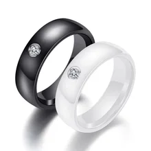 Fashion 6mm Width Men Women Black White Couple Rings Ceramic Ring For Valentine's Day Gift Jewelry Rings