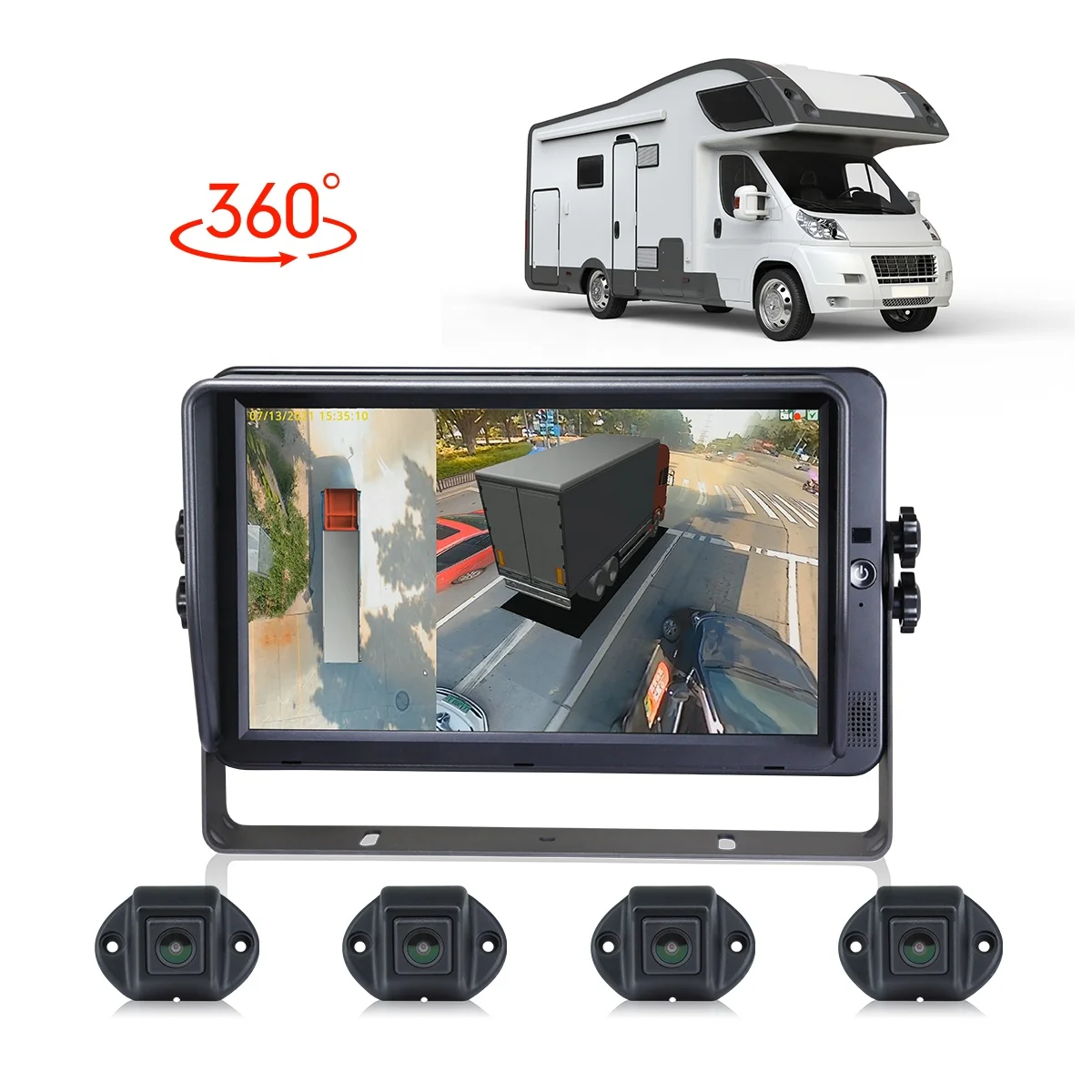 STONKAM 360 Camera Kit for Truck 4CH 1080P Auto Calibration 3D Bird Eye View Caravan Camera System