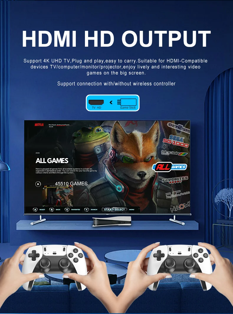 P5X Retro Game Console - 64G, 40000+ Games, Wireless Pad
