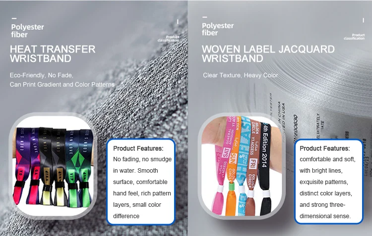 Full Color F08 1K RFID Fabric Wristband Sporting Events Music Festivals NFC Parties Ticket Bracelet For Cashless Event