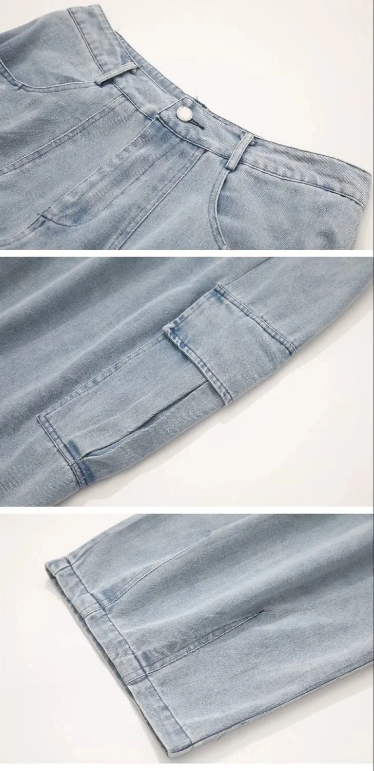 Custom Streetwear Hip Hop Oversize Black Wide Leg Jeans Pants Denim