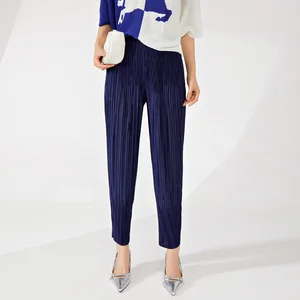 Miyake Women's Summer Harem Pants Pleated Casual Style With Western Design Woven Fabric Print Pattern One Size ODM Supply