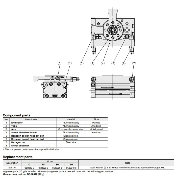 Rotary Table With External Shock Absorber Rack & Pinion Type Msq Msqb