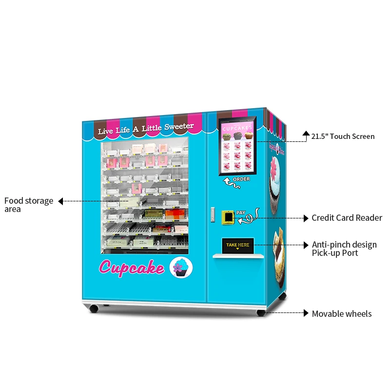 Large Capacity Refrigerated Lift Cup Cake Vending Machine For Cupcakes