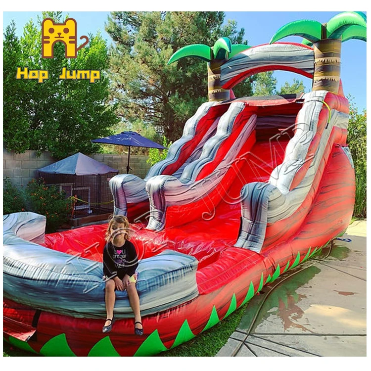 16ft 18ft 20ft Red Marble Blow Up Water Slide Tropical Splash