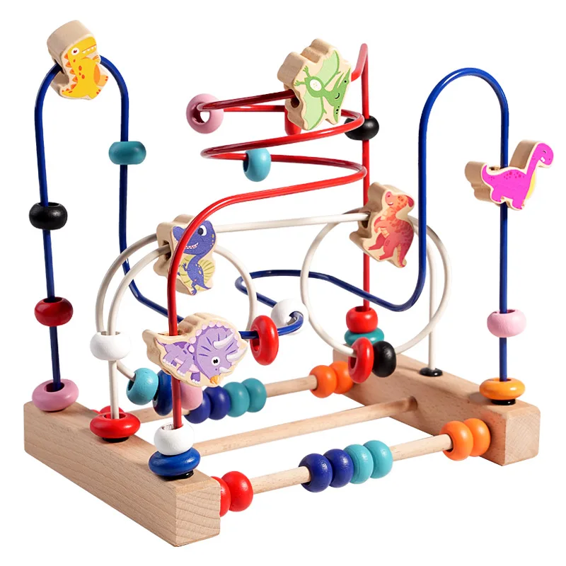 Früchte-Perlen-Spiel pädagogische Bausteine Spielzeug Baby Holzfrüchte Tiere Perlen-Labyrinth-Spiel für Kinder pädagogisches Sinnesspiel