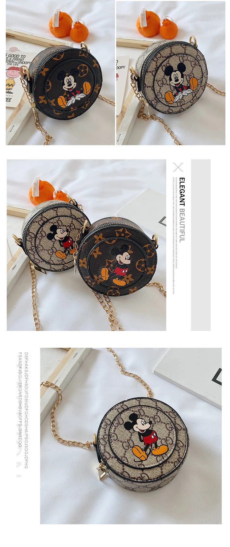 2021 Mini Mickey Mouse Kids Purse Printed Trendy Fashion Retro Crossbody Bags For Little Girls