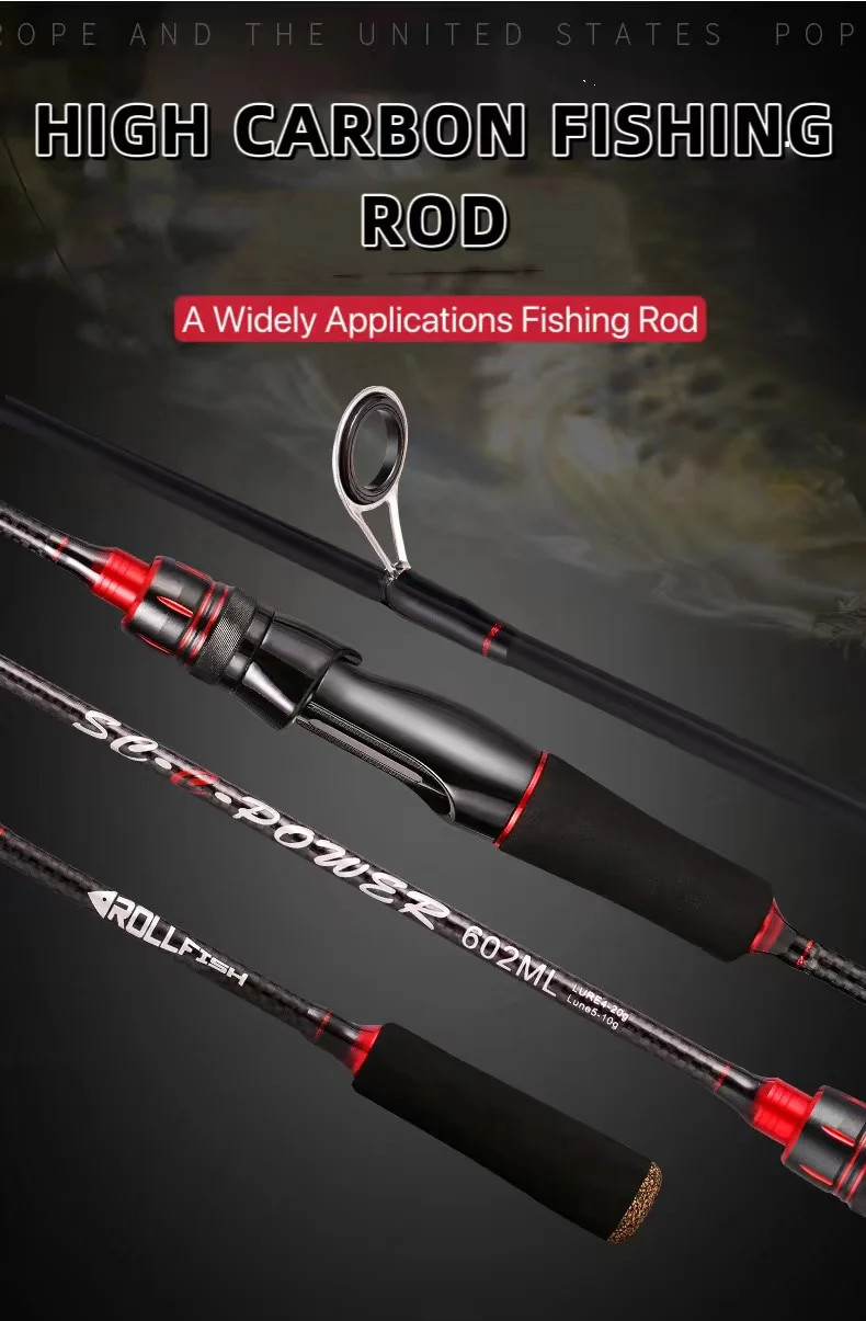Newrgy High Carbon 2 Pieces Bass Spinning Casting Ultra Light Rod Sea