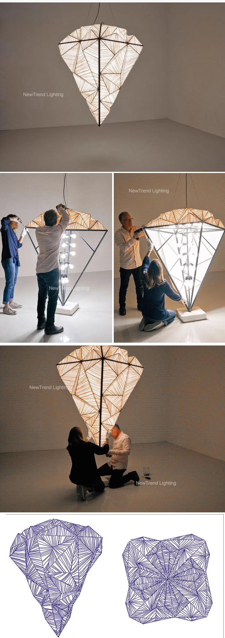 CPL-279 Modern Art Style Indoor Decoration Lighting Custom Shape Color Show Room Mall Gallery LED Chandelier factory
