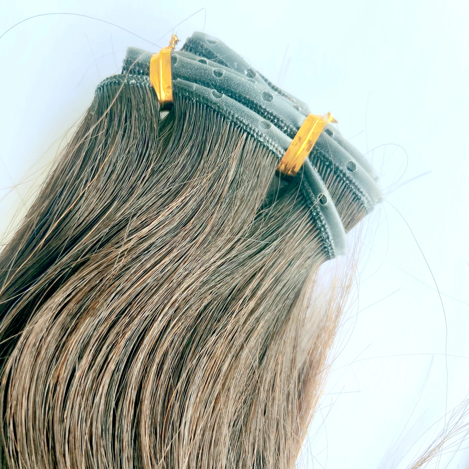 Nature Brown Color Double Layer Genius Weft Hair Extensions Twin Tab Extensions Weft with Hole