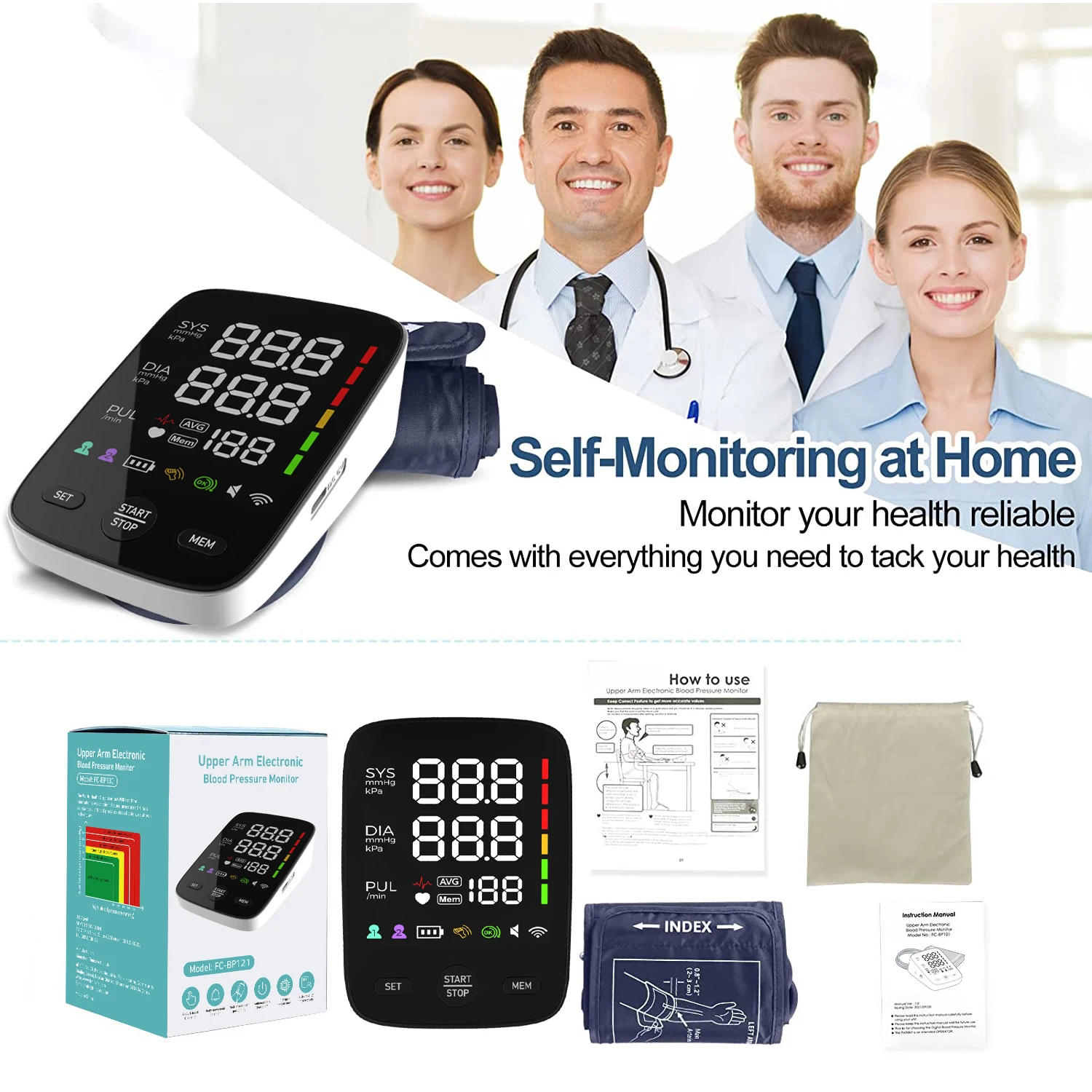 Hot Model BP Monitor Customization Big Screen Digital Blood Pressure Machine,Electric Blood Pressure Monitor With Cuff