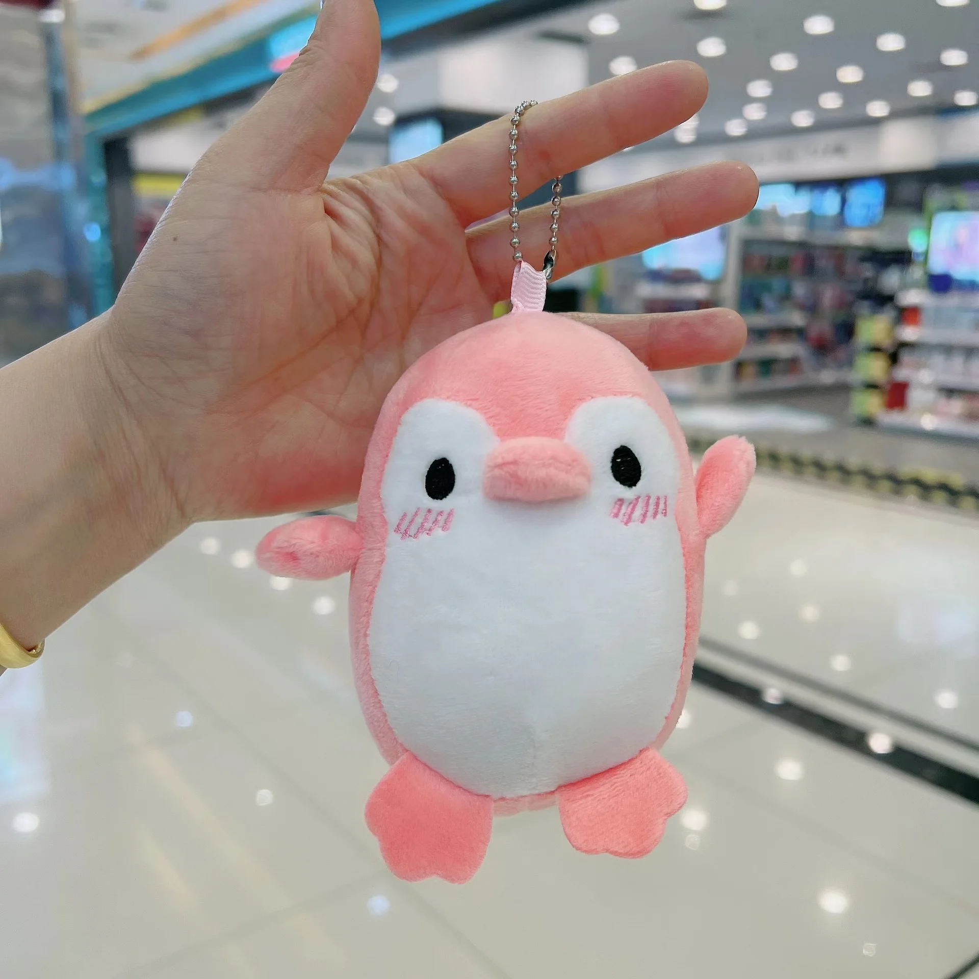 Cute Pink Penguin Keychain Stuffed Animal Toys Penguin Plush Pendant Toy  for Claw Machine