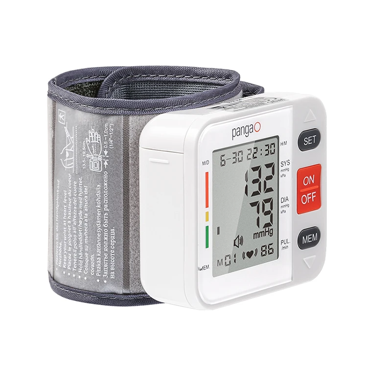 Pangao Hot Sale Small Portable Automatic Digital Voice Wrist Cuff Blood  Pressure Monitor Set