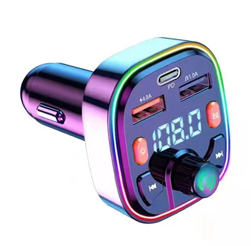 3.1a Colorful Lights Q7 Dual Usb Car Charger Handsfree Car Kit Mp3
