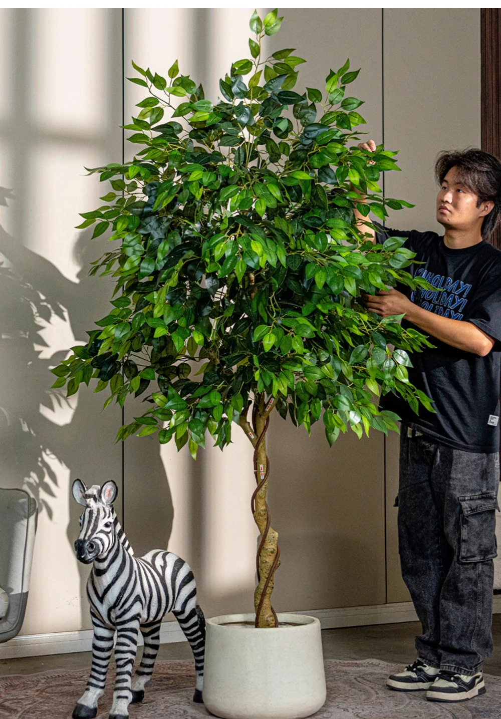 product artificial ficus benjamina tree real touch green artificial plant for indoor decoration-11