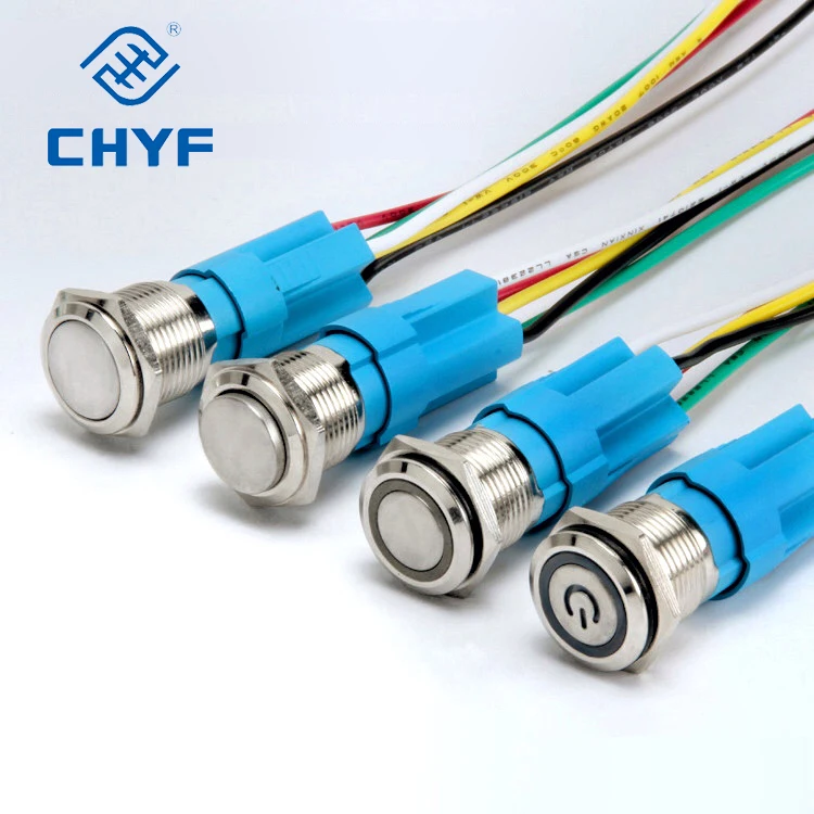 thumbnail image 2 of 16mm Waterproof LED Metal Push Button Switch – 12V-24V – Momentary ON/OFF – 5A – Red/Green/Blue/Yellow/White LED 2 of 2