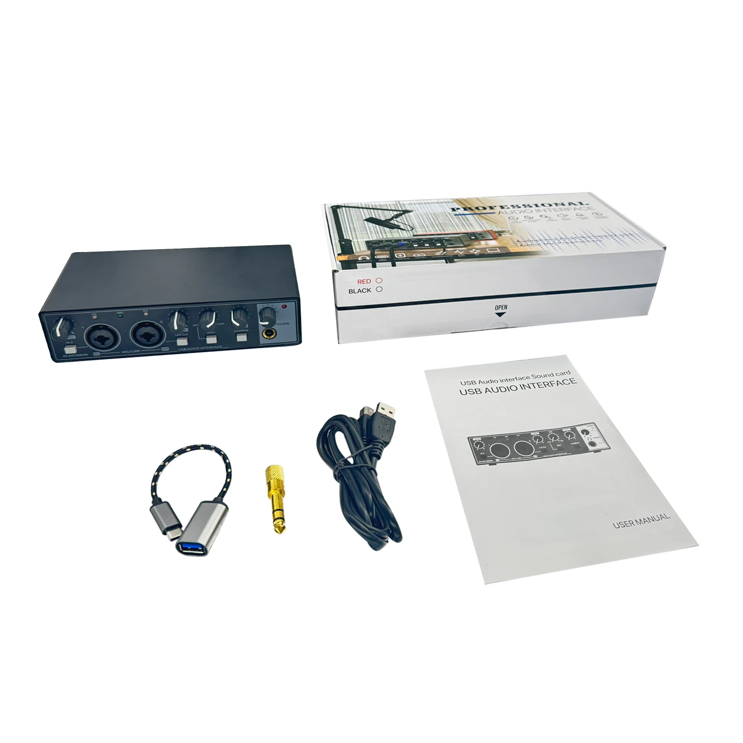 Factory OEM Professional Studio Audio Interface 2 in 2 Out USB Audio Mixer Recording Podcast Recording Sound Card