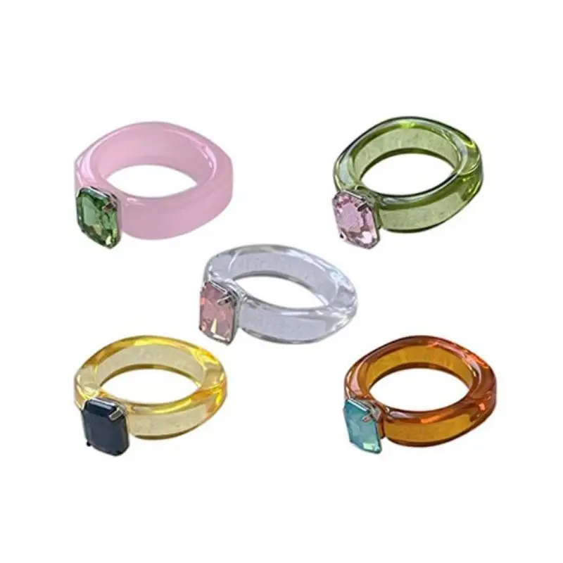 Wholesale Wholesale Spring Summer Y2k Chunky Resin Rings Fruit Resin rings  amber stackable clear resin ring For Women From m.