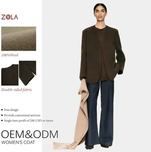 Customized Handmade Open Front Lady's Winter Double-Sided Casual Wool Coat Short Fashion Style