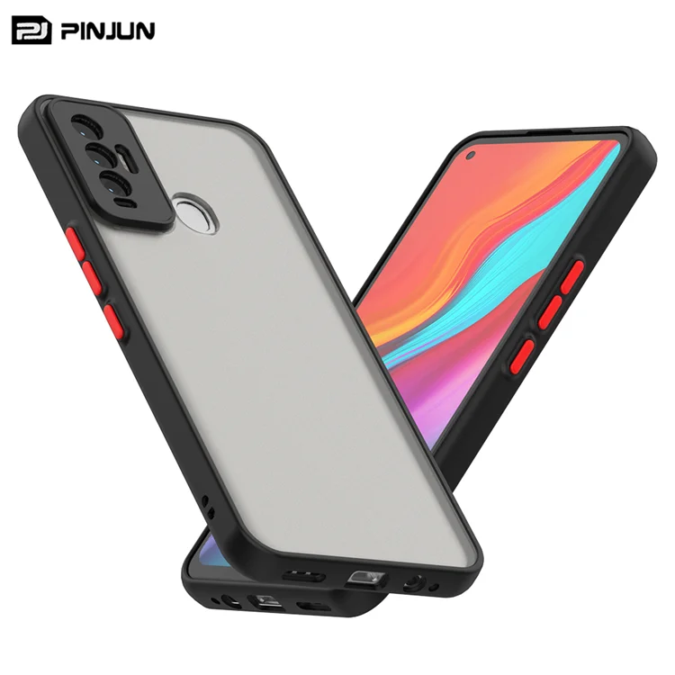 luxury Mixed Color Translucent Matte PC Hard soft tpu smoke case with colorful button For Tecno Camon 18i mobile phone cases
