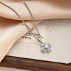 colorful Four-leaf clover necklace - Silver