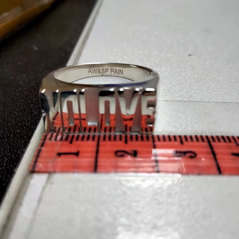 Wholesale 3d engraved solid silver name rectangle ring engraved signet