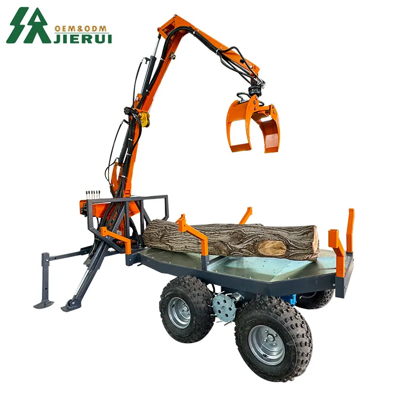 Cheapest Price ATV Log Trailer With Crane Timber Loader and Grapple for Sale Timber Trailer with Crane Timber Loader for Sale