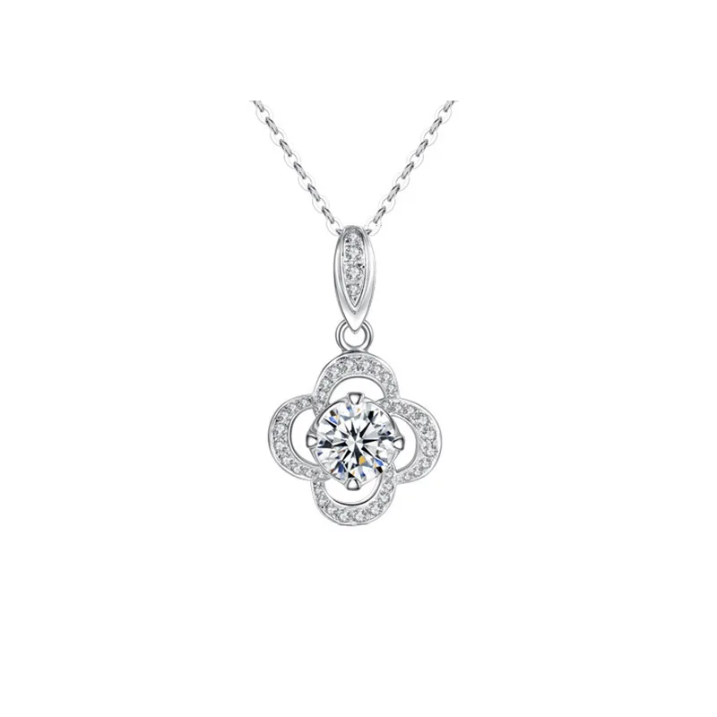 CLOVER 10 MOTIF SILVER PIETERSITE MOP DIAMOND NECKLACE