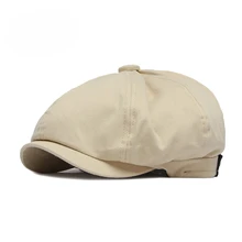 Wholesale Customizable Simplistic Plain Front Trucker Hats Adjustable Octagon Newsboy Caps for Men Women
