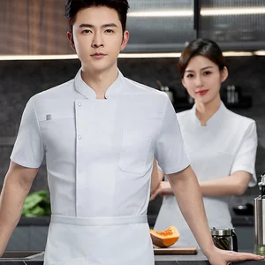 High-End Male Western Chef Uniform Elastic Quick-Drying Summer Breathable Short-Sleeve for Hotels and Restaurants