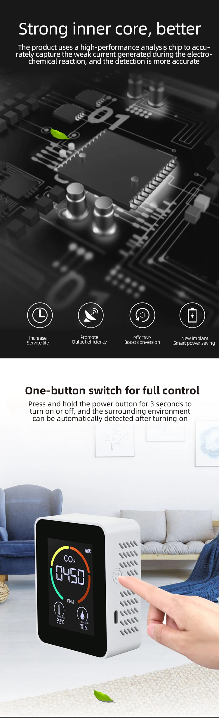 CO2 Monitor Detector Indoor Air Quality Monitor Multifunctional Home Digital co2 Air Detector Air Quality Analyzer

