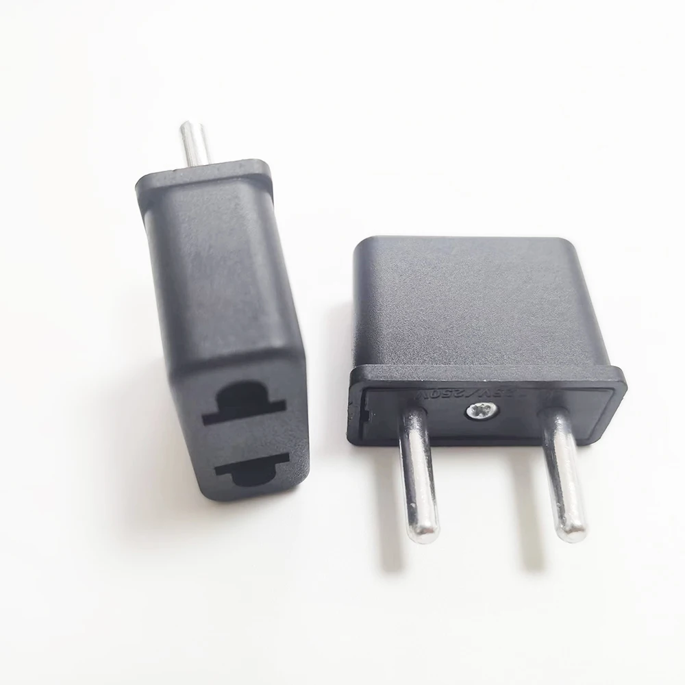 EU To US Power Plug Adapter Travel Converter - Compact Black Adapter For European Devices In USA