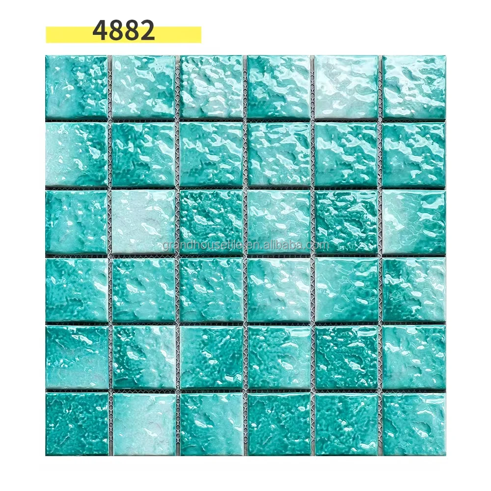 Фошань, Заводская поставка, мозаика для бассейна, ледяная трещиновая керамическая мозаика, синяя декоративная мозаика