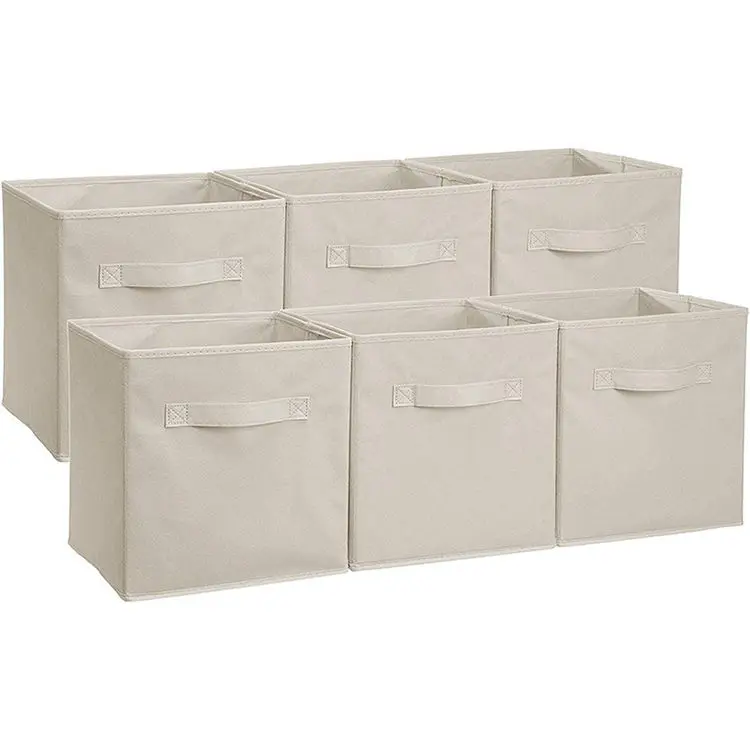 Factory Top Sale Non-woven Fabric 11 Inch Cube Foldable Storage Boxes Storage Box With Handles In Grey Or Color For Toys Clothes manufacture